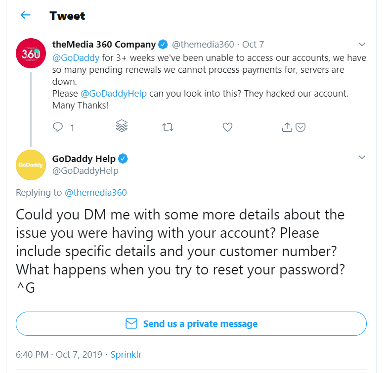 How GoDaddy handles customer care via social media